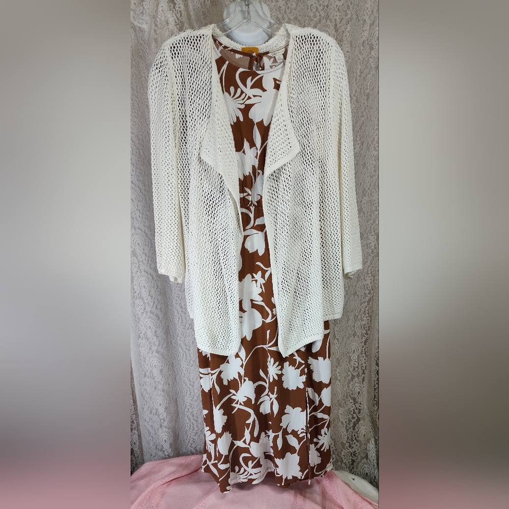 Dress & Coordinated Crocheted Cardigan Set NWOT